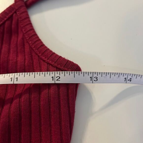 RUE 21 red spaghetti strap top. Ribbed w/faux front buttons & low neckline - Picture 8 of 9